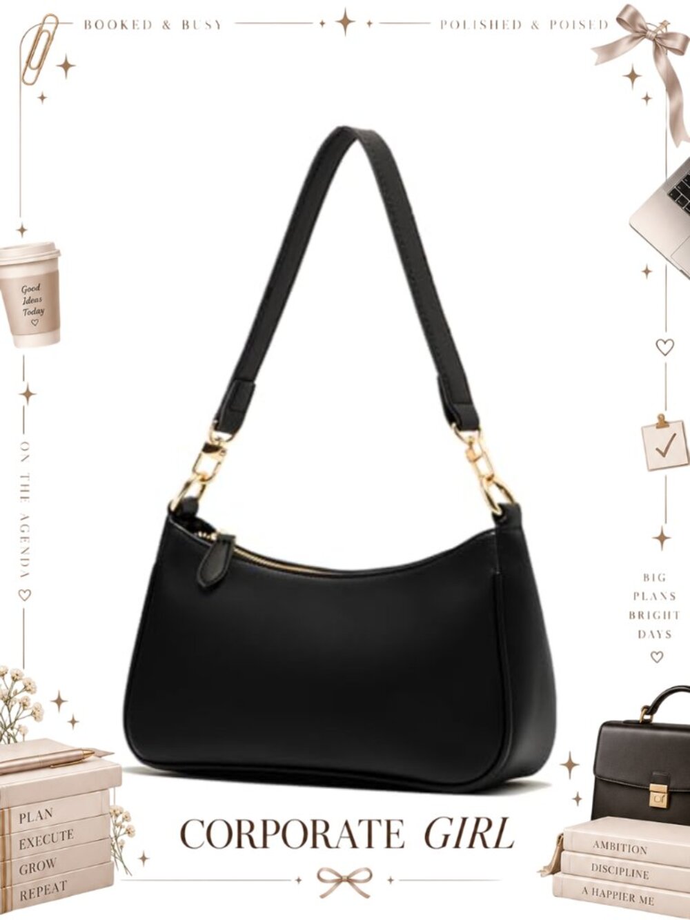 PU Leather Clutch Tote Handbag with Removable Straps Crossbody Shoulder Purse